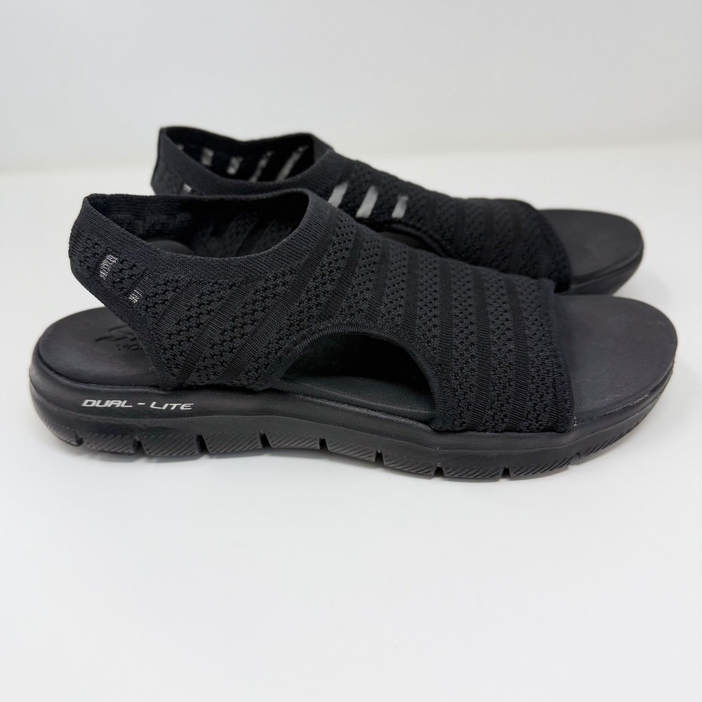 Skechers Cali Flex Appeal Women's 9 Black Yoga Foam Dual-Lite Slingback Sandals